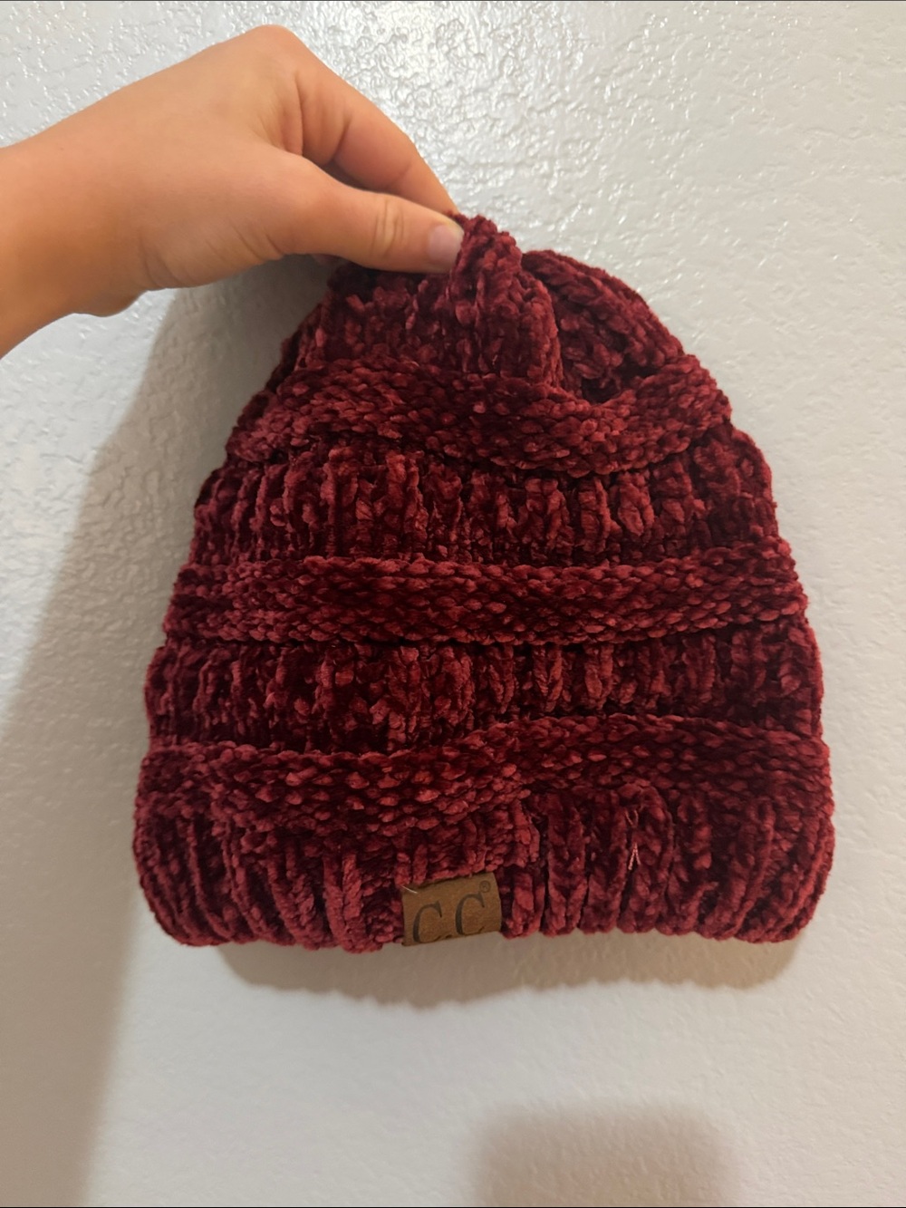 C.C Burgundy Chunky Knit Beanie